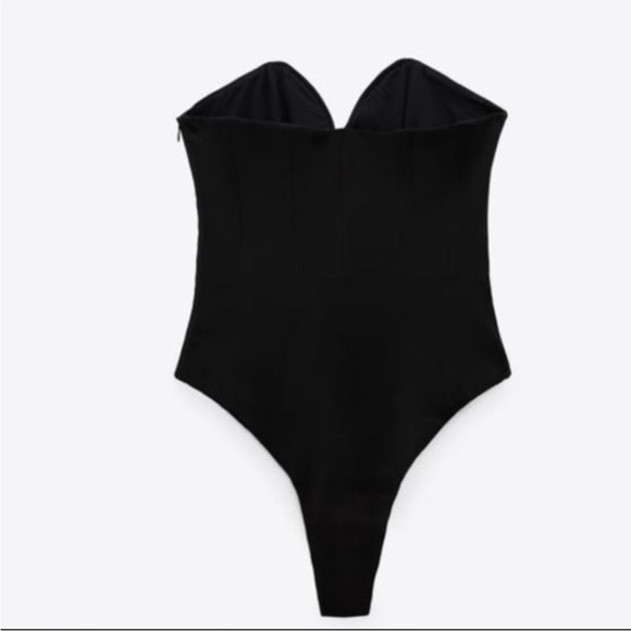ZARA BLACK BUSTIER CORSET STRAPLESS BODYSUIT WOMENS XSMALL NWOT - Picture 5 of 9